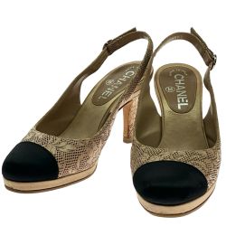 $$ CHANEL シャネル スリングバックストラップサンダル 22.5cm G27744 Bランク