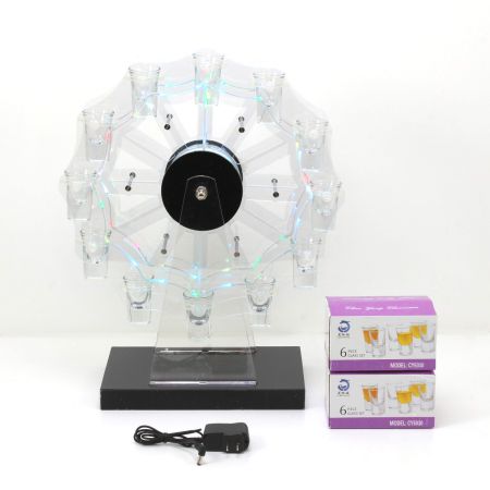   テキーラ観覧車 LEDカラーライト アクリル製 ショットグラス ラック