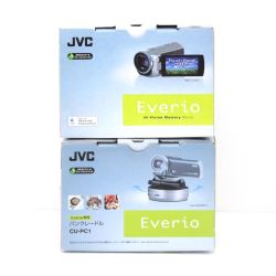 $$ JVC ケンウッド  Everio ハイビジョンメモリームービー GZ-E565-T＋パンクレードル CU-PC1セット Bランク