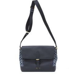 $$ COACH コーチ C8181 ネイビー シグネチャー デニム シャンブレー ハドソン メッセンジャーバッグ ショルダーバッグ Aランク