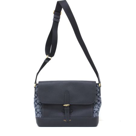  COACH コーチ C8181 ネイビー シグネチャー デニム シャンブレー ハドソン メッセンジャーバッグ ショルダーバッグ
