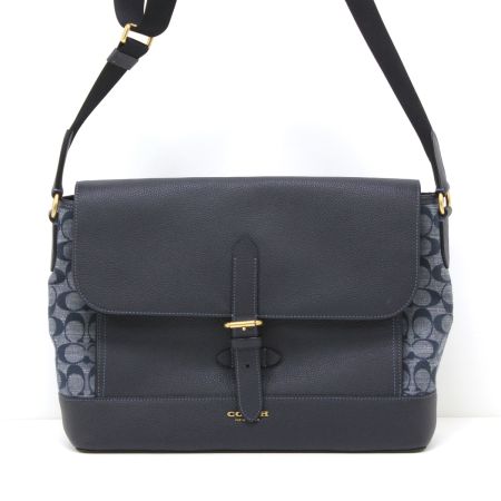  COACH コーチ C8181 ネイビー シグネチャー デニム シャンブレー ハドソン メッセンジャーバッグ ショルダーバッグ