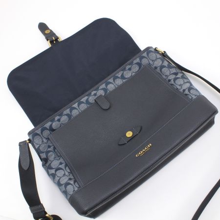  COACH コーチ C8181 ネイビー シグネチャー デニム シャンブレー ハドソン メッセンジャーバッグ ショルダーバッグ