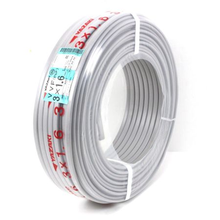  YAZAKI VVF(PbF)ケーブル 3×1.6mm 灰色 100m 12kg 赤・白・黒
