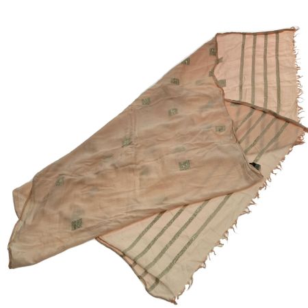  HERMES エルメス Hロゴ ショール 大判 ラメ ライトピンク