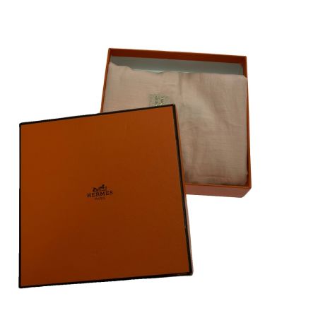  HERMES エルメス Hロゴ ショール 大判 ラメ ライトピンク