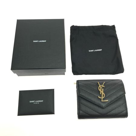  Yves Saint Laurent イブサンローラン 3つ折り財布 ロゴVステッチ INN403943.0822 ブラック