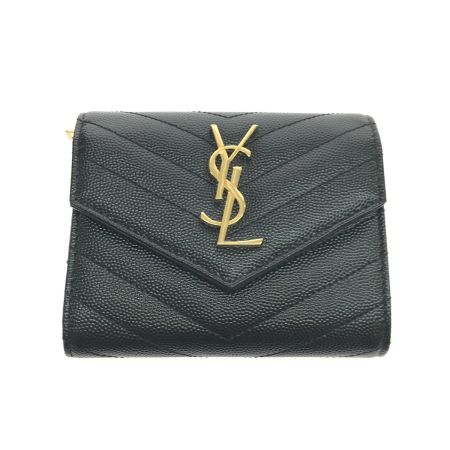  Yves Saint Laurent イブサンローラン 3つ折り財布 ロゴVステッチ INN403943.0822 ブラック