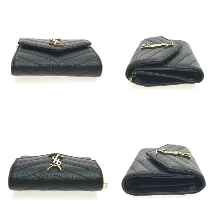  Yves Saint Laurent イブサンローラン 3つ折り財布 ロゴVステッチ INN403943.0822 ブラック