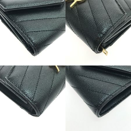  Yves Saint Laurent イブサンローラン 3つ折り財布 ロゴVステッチ INN403943.0822 ブラック