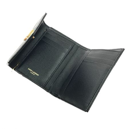  Yves Saint Laurent イブサンローラン 3つ折り財布 ロゴVステッチ INN403943.0822 ブラック