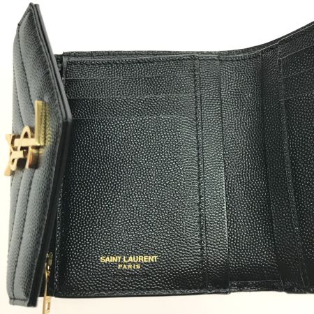  Yves Saint Laurent イブサンローラン 3つ折り財布 ロゴVステッチ INN403943.0822 ブラック