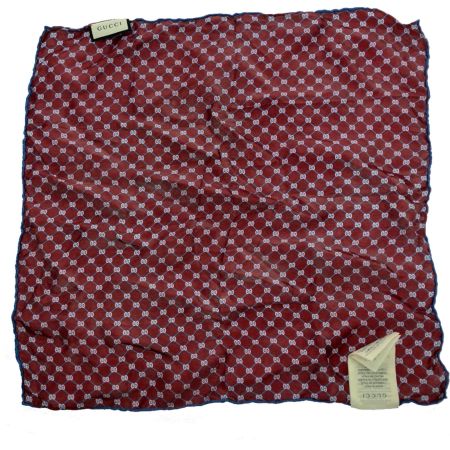  GUCCI グッチ ハンカチ GGロゴ シルク ボルドー