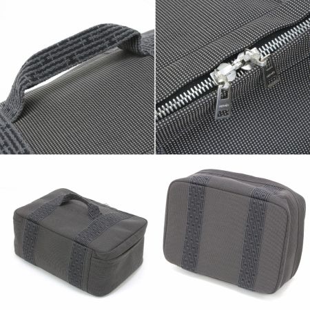  HERMES エルメス エールライン バニティバッグ グレー