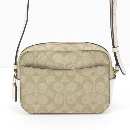  COACH コーチ シグネチャー ショルダーバッグ 91677 ベージュ×ホワイト