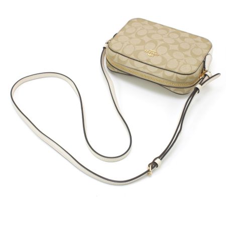  COACH コーチ シグネチャー ショルダーバッグ 91677 ベージュ×ホワイト