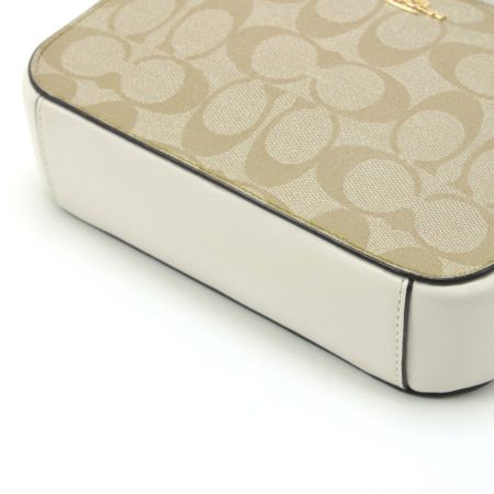  COACH コーチ シグネチャー ショルダーバッグ 91677 ベージュ×ホワイト