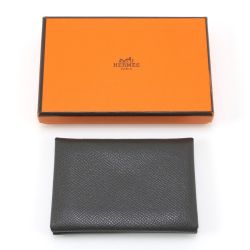 $$ HERMES エルメス ヴォーエプソン カルヴィデュオ 名刺入れ U FM010 PM グレー Bランク