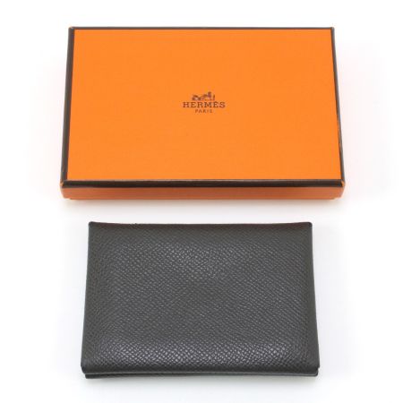  HERMES エルメス ヴォーエプソン カルヴィデュオ 名刺入れ U FM010 PM グレー