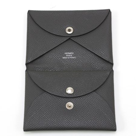  HERMES エルメス ヴォーエプソン カルヴィデュオ 名刺入れ U FM010 PM グレー