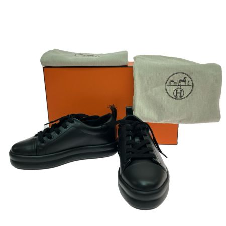  HERMES エルメス レザースニーカー 24～24.5cm 232109Z ブラック