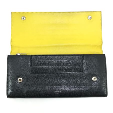  CELINE セリーヌ 長財布 ラージフラップマルチファンクション S-BA-0193 ブラック×イエロー