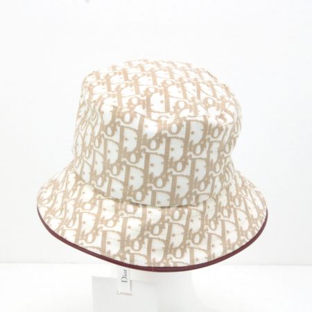  Christian Dior クリスチャンディオール 帽子 ハット LCH04001 56cm チャーム付 ホワイト×レッド