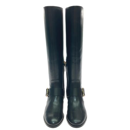  TORY BURCH トリーバーチ カウレザー ローヒール ロングブーツ  24.5cm 40343 ブラック