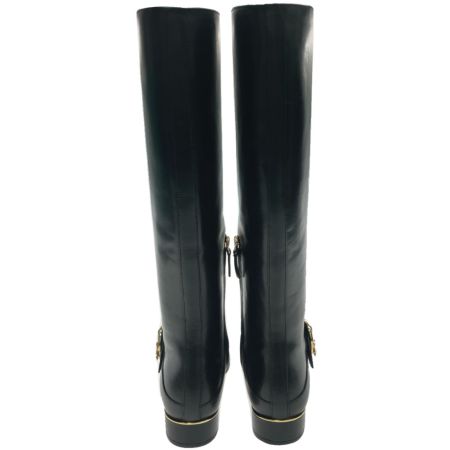  TORY BURCH トリーバーチ カウレザー ローヒール ロングブーツ  24.5cm 40343 ブラック