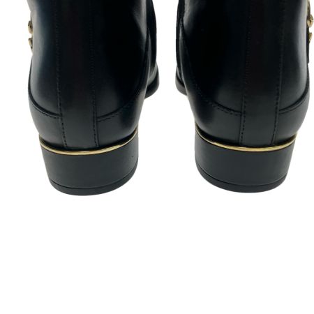  TORY BURCH トリーバーチ カウレザー ローヒール ロングブーツ  24.5cm 40343 ブラック