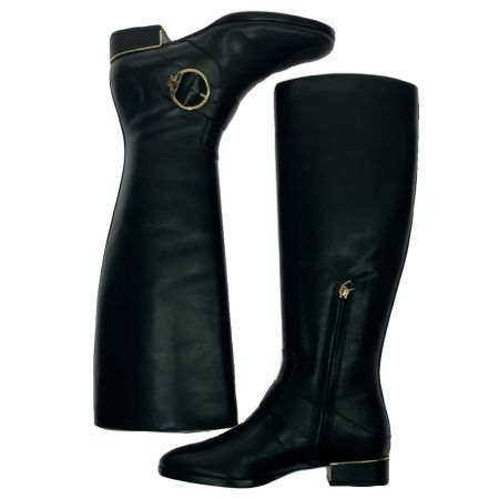  TORY BURCH トリーバーチ カウレザー ローヒール ロングブーツ  24.5cm 40343 ブラック