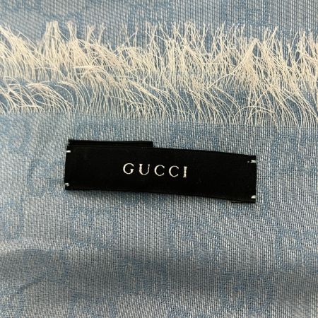 GUCCI グッチ ストライプ コットン ストール  スカイブルー×ホワイト