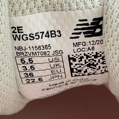  NEW BALANCE ニュー・バランス 22.5cm WGS574B3 ホワイト×ピンク