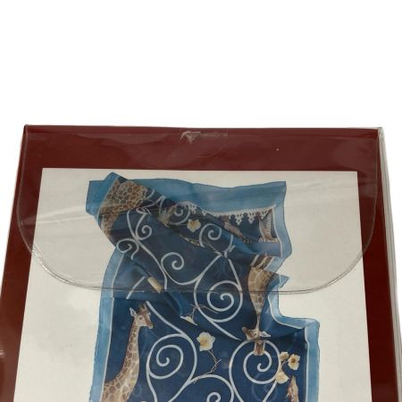  Salvatore Ferragamo サルヴァトーレフェラガモ 鳥 キリン柄 スカーフ ブルー