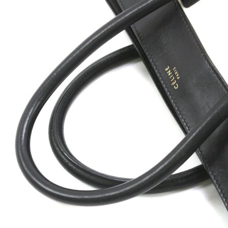 CELINE セリーヌ ラゲージバッグ ミニショッパー ハンドバッグ ブラック×ホワイト