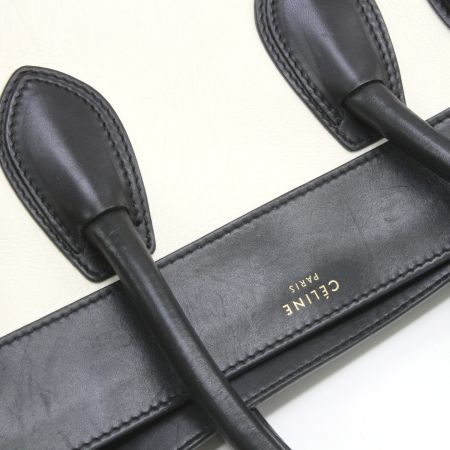  CELINE セリーヌ ラゲージバッグ ミニショッパー ハンドバッグ ブラック×ホワイト
