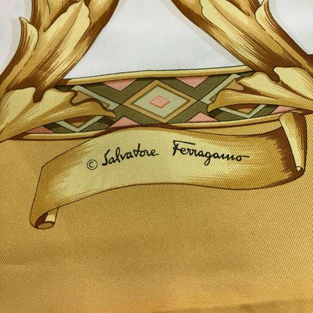  Salvatore Ferragamo サルヴァトーレフェラガモ スカーフ ヒョウ柄 シルク イエロー