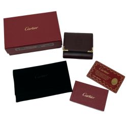 $$ Cartier カルティエ ルティエ マストライン レザー コインケース ボルドー Sランク