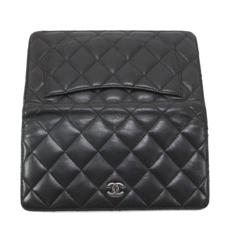  CHANEL シャネル ココマークマトラッセ 2つ折り長財布 ブラック