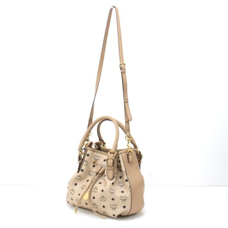  MCM エムシーエム ヴィセトスコーテッドキャンバス 巾着型 2WAYショルダーバッグ ベージュ