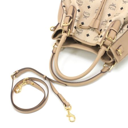  MCM エムシーエム ヴィセトスコーテッドキャンバス 巾着型 2WAYショルダーバッグ ベージュ