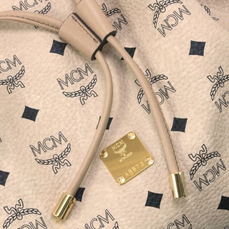  MCM エムシーエム ヴィセトスコーテッドキャンバス 巾着型 2WAYショルダーバッグ ベージュ