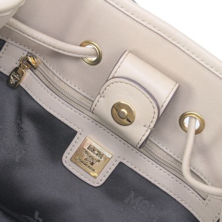  MCM エムシーエム ヴィセトスコーテッドキャンバス 巾着型 2WAYショルダーバッグ ベージュ