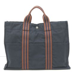 $$ HERMES エルメス フールトゥMM トートバッグ ネイビー Bランク