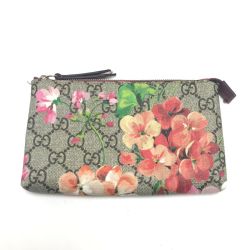 $$ GUCCI グッチ ポーチ GGブルームス 内部ペン跡有 403006 ライトグレー Bランク