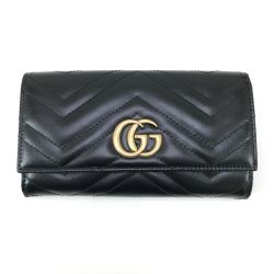 $$ GUCCI グッチ 2つ折り長財布 GGマーモント ダブルG コンチネンタルウォレット 443436 ブラック Aランク