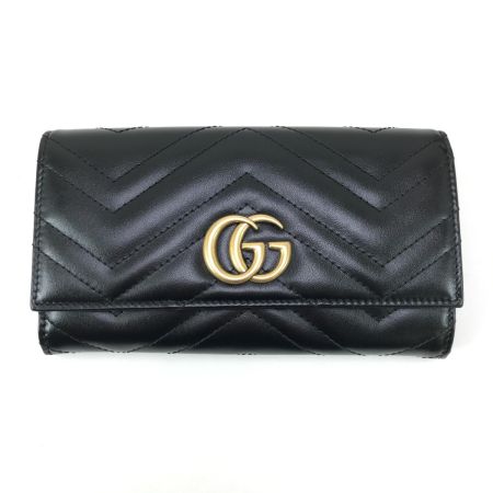  GUCCI グッチ 2つ折り長財布 GGマーモント ダブルG コンチネンタルウォレット 443436 ブラック
