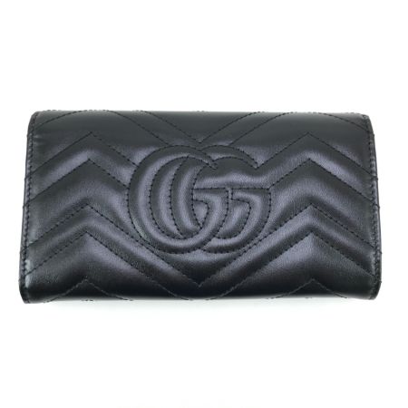  GUCCI グッチ 2つ折り長財布 GGマーモント ダブルG コンチネンタルウォレット 443436 ブラック