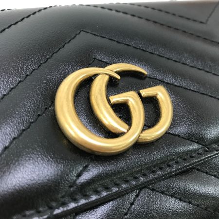  GUCCI グッチ 2つ折り長財布 GGマーモント ダブルG コンチネンタルウォレット 443436 ブラック