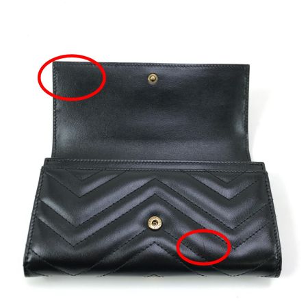  GUCCI グッチ 2つ折り長財布 GGマーモント ダブルG コンチネンタルウォレット 443436 ブラック